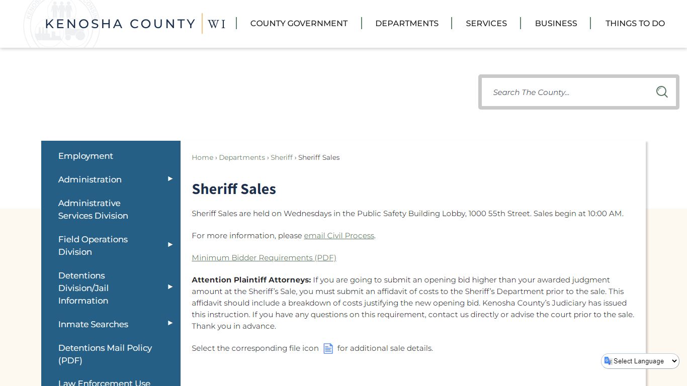 Sheriff Sales | Kenosha County, WI - Official Website